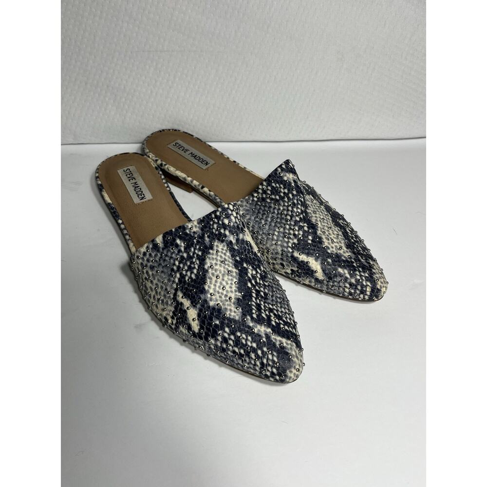 Steve Madden Studded Snakeskin Print Pointed Flats Size 10